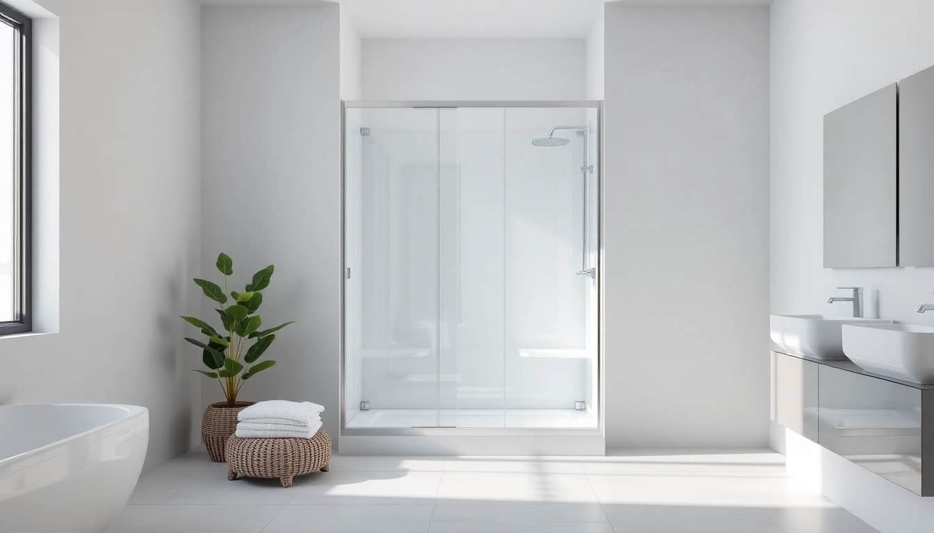 Duschkabine 80x80 in moderner Badumgebung mit elegantem Design und sanfter Beleuchtung.