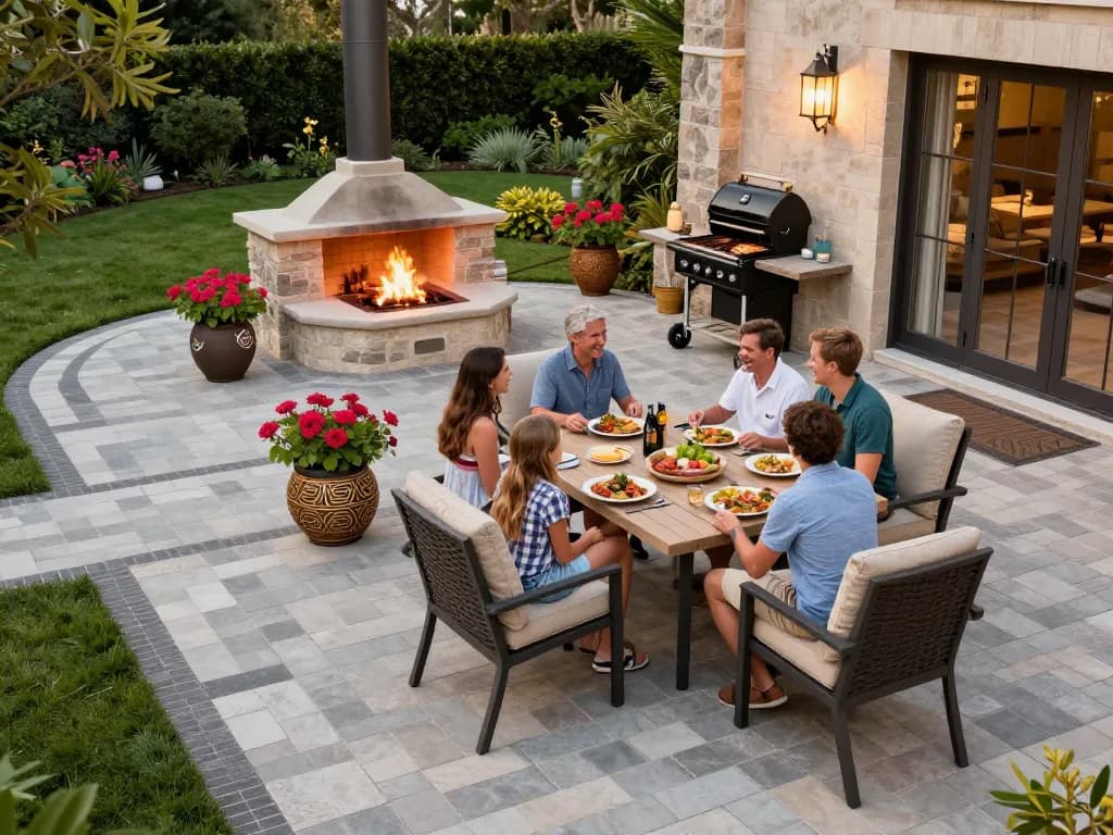 Paver contractors near me enhance family outdoor spaces with elegant patios and fire pits.