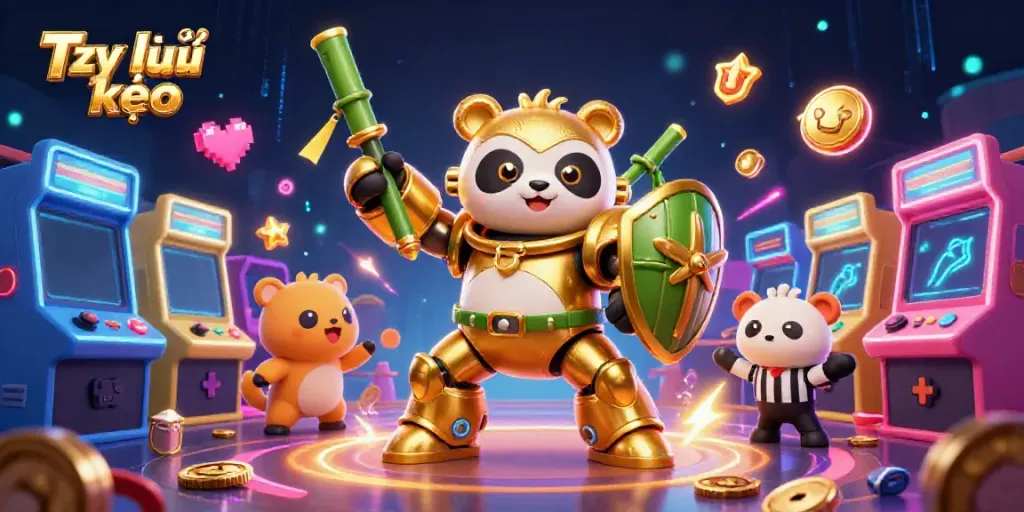 Experience thrilling sports betting with Tỷ lệ kèo in an exciting arena with vibrant characters and dynamic gaming elements.