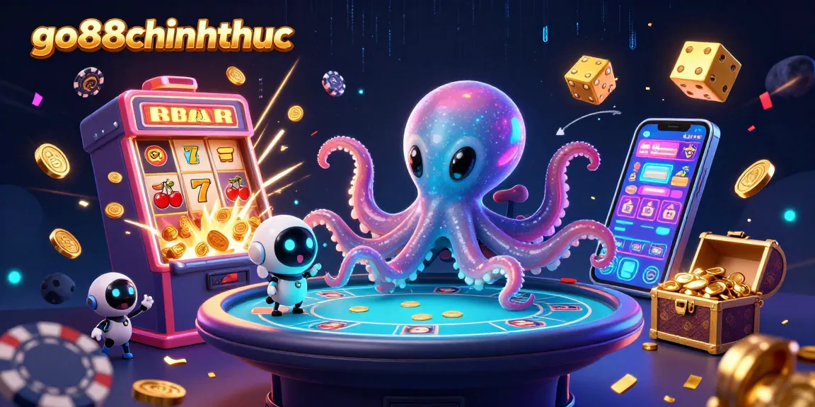 go88chinhthuc alien octopus competes at a vibrant poker table in a stunning digital casino