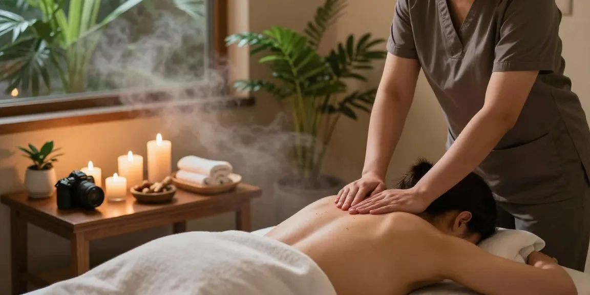 오산출장안마 session with professional massage therapist providing soothing care in tranquil spa atmosphere.