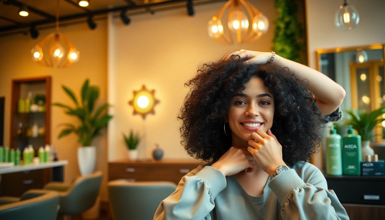 Perm service at Omnia Salon in San Diego, showcasing professional hairstylist applying waves.