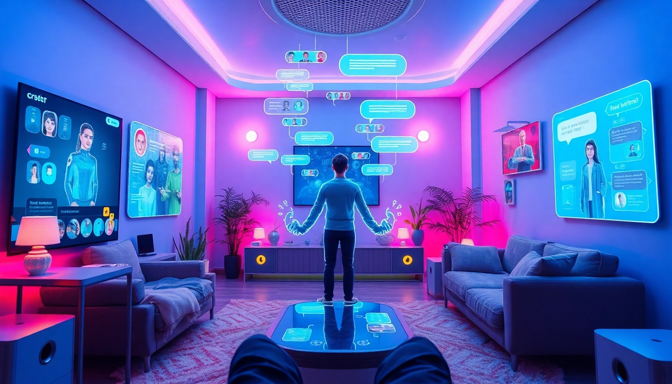 Explore interactive chats with AI characters in a vibrant digital space on crush on ai.