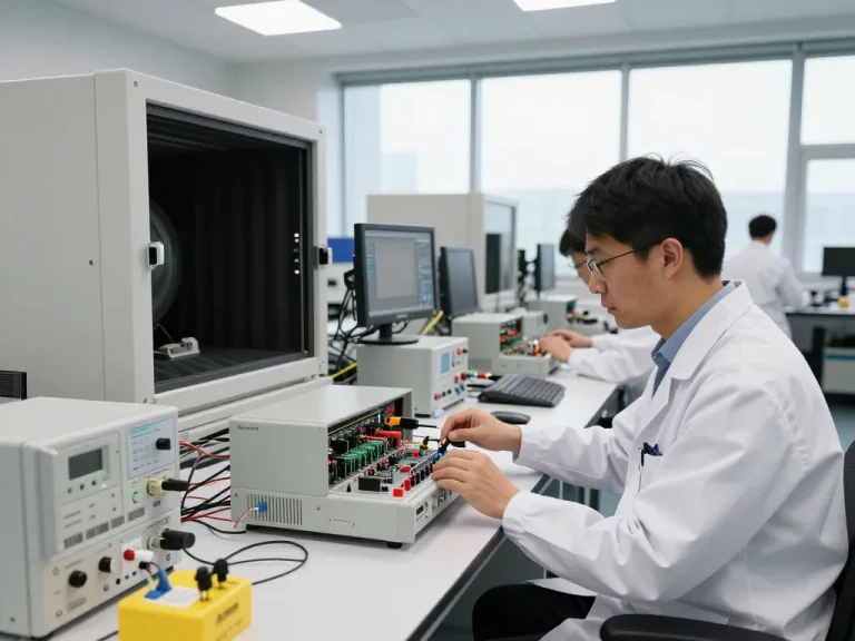 Advanced EMC testing for FCC certification in a high-tech laboratory environment