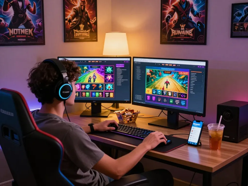 Exciting gaming setup showcasing sun win platform in a vibrant online casino atmosphere.