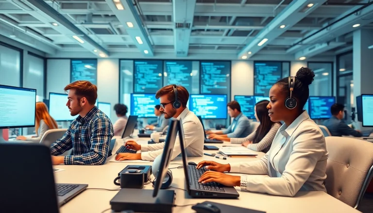Enhance productivity at a typing center with modern workspaces and collaborative environments.
