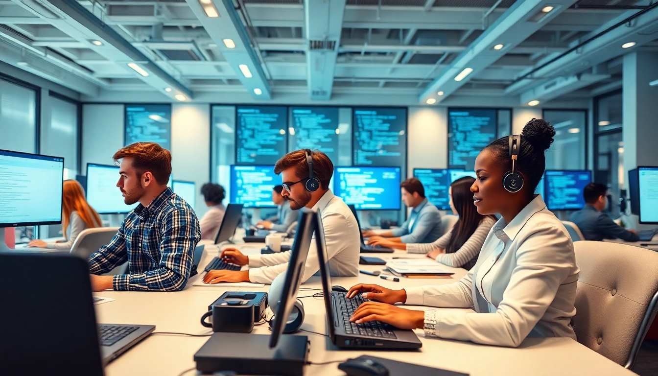 Enhance productivity at a typing center with modern workspaces and collaborative environments.
