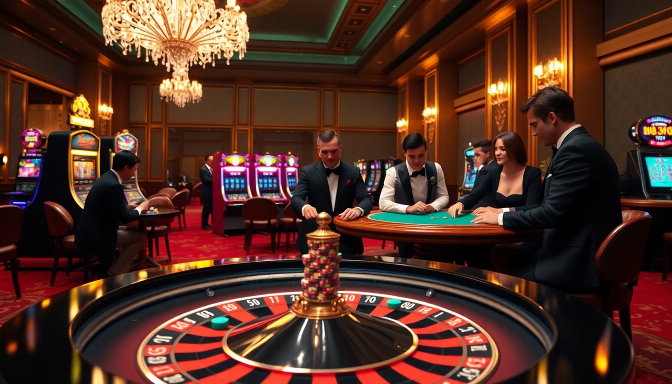 Experience the excitement of winning at https://kong88.win with a luxurious casino setting and vibrant gaming action.