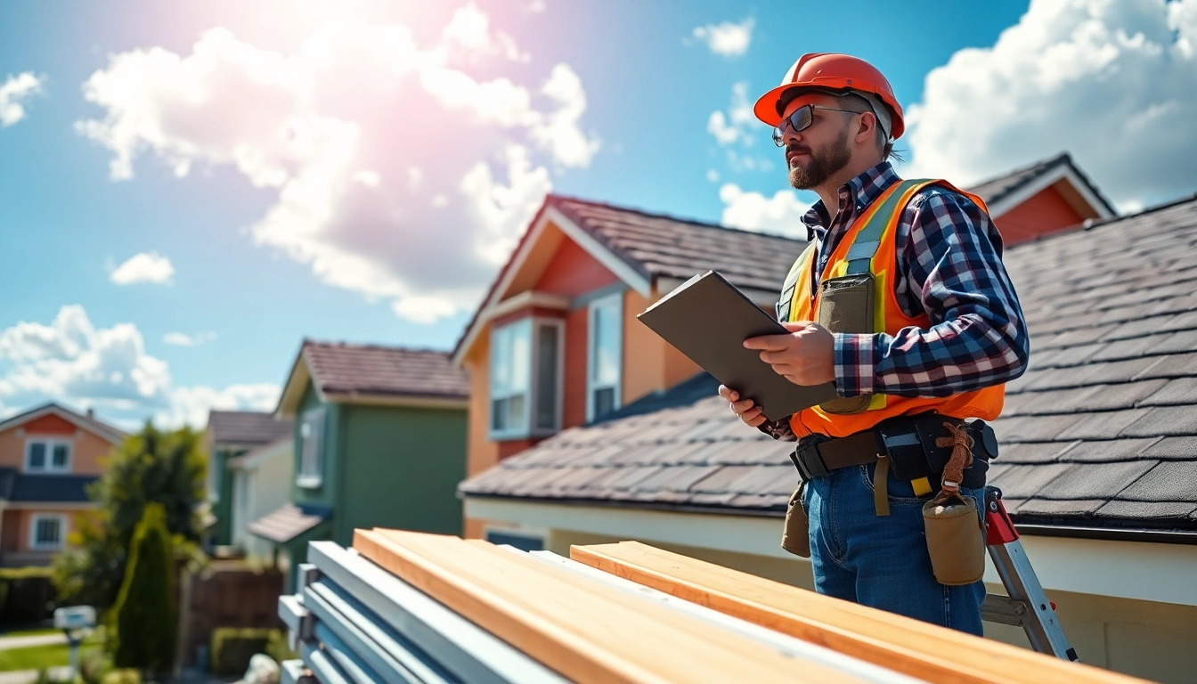 Expert roofing contractor performing a roof inspection, emphasizing safety and quality.