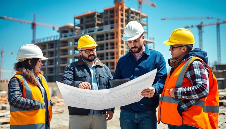Manhattan Commercial General Contractor overseeing a construction project with a team on-site.