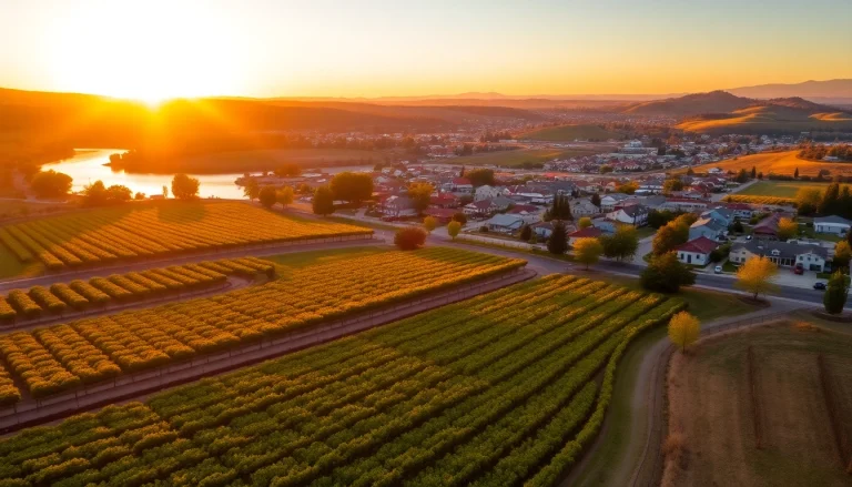 Discover where is clarksburg California with this captivating aerial view showcasing the town's vineyards.