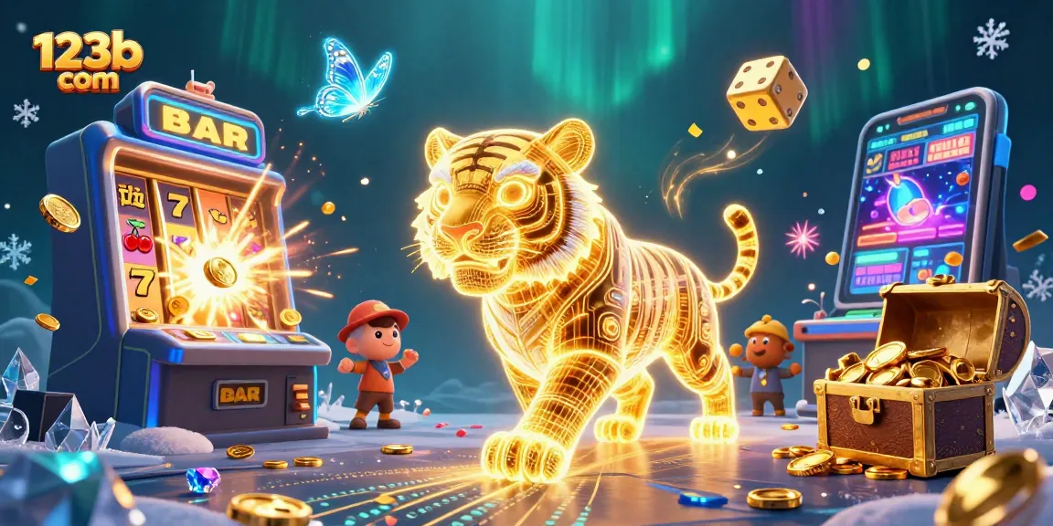 Experience thrilling gameplay with 123b com' where golden dice and slot machines create excitement.
