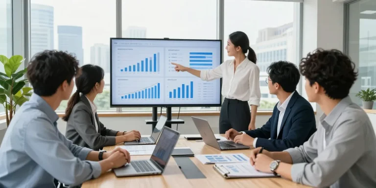 Colaborare eficientă în contabilitate SRL, echipă diversă analizând rapoarte financiare într-un birou modern.