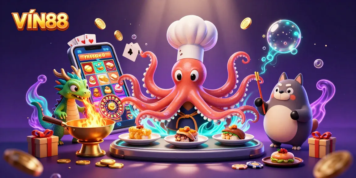 Win big at VIN88 with this vibrant 3D casino scene featuring engaging characters and exciting game elements.